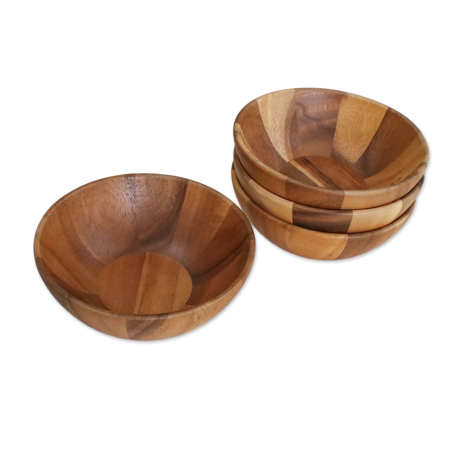 Snacktime Small Raintree Wood Snack Bowls from Thailand (Set of 4)