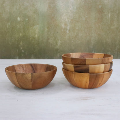 Snacktime Small Raintree Wood Snack Bowls from Thailand (Set of 4)