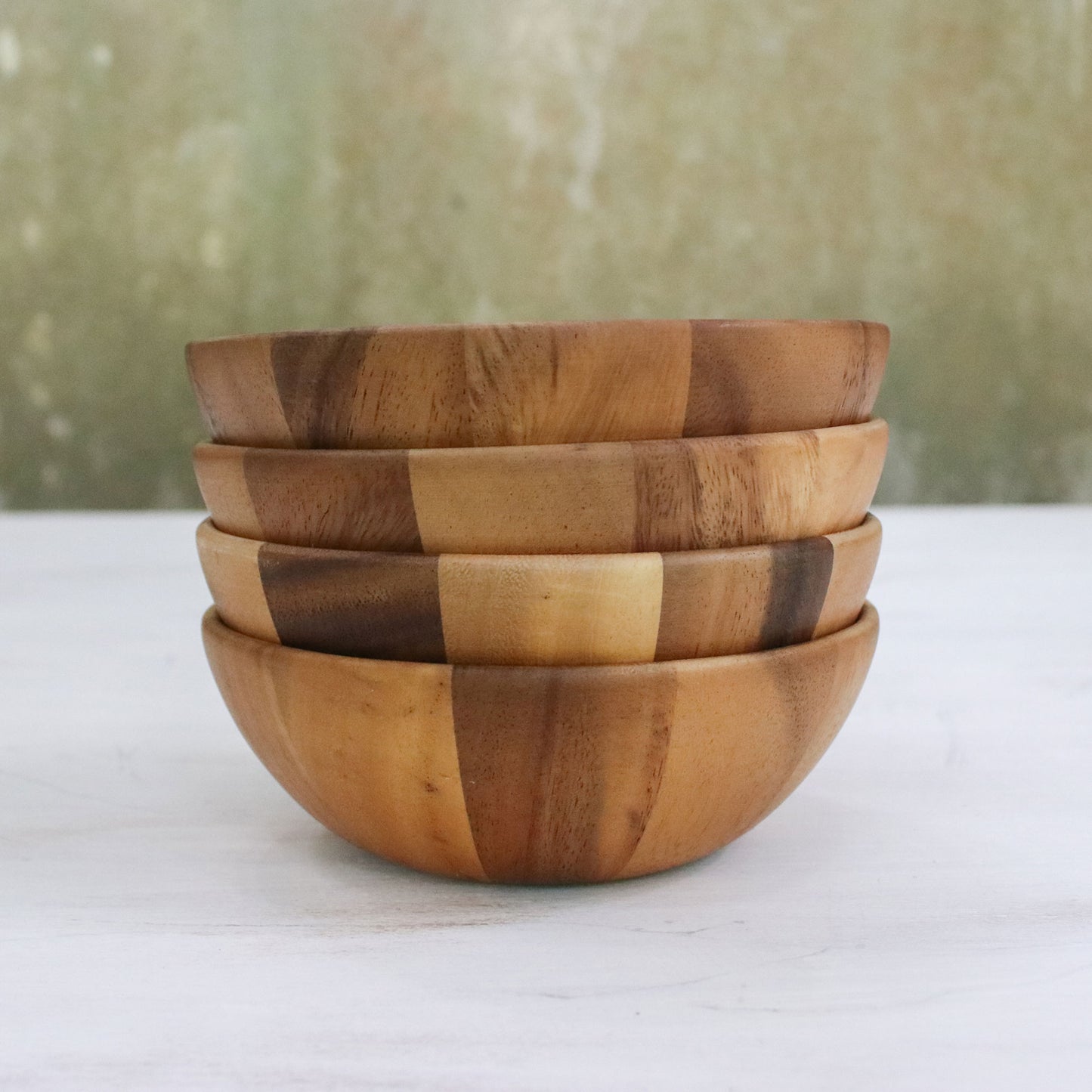 Snacktime Small Raintree Wood Snack Bowls from Thailand (Set of 4)