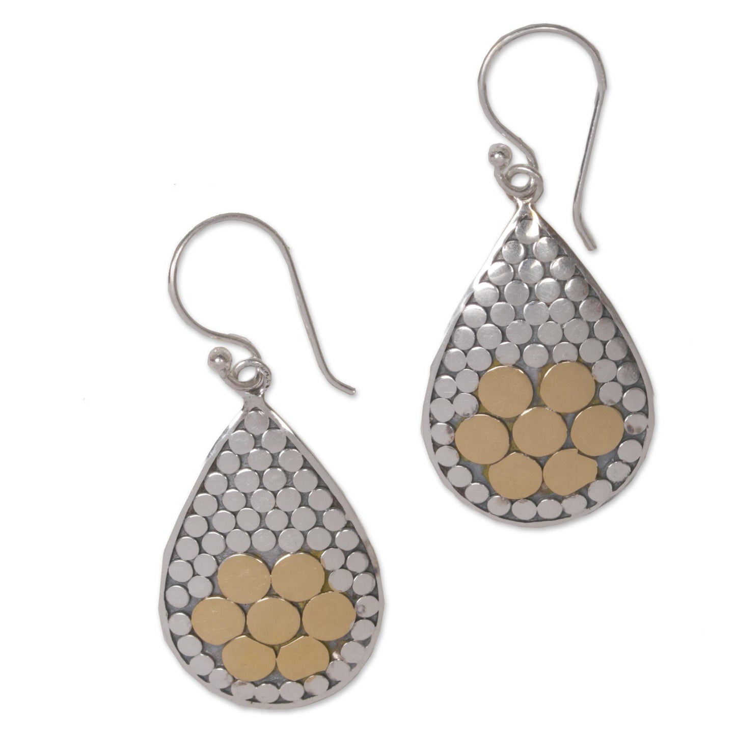 Precious Drops Gold and Sterling Silver Teardrop Dangle Earrings Indonesia