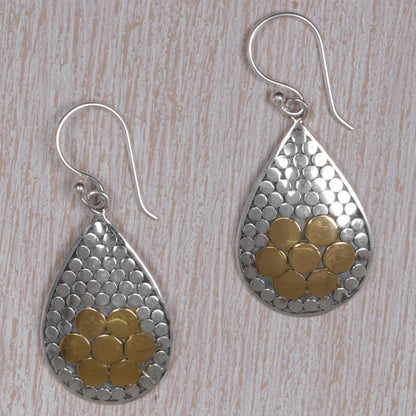 Precious Drops Gold and Sterling Silver Teardrop Dangle Earrings Indonesia