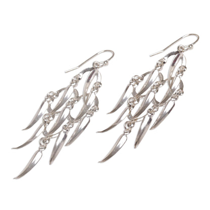 Feathered Dreams Handcrafted Balinese Sterling Silver Chandelier Earrings