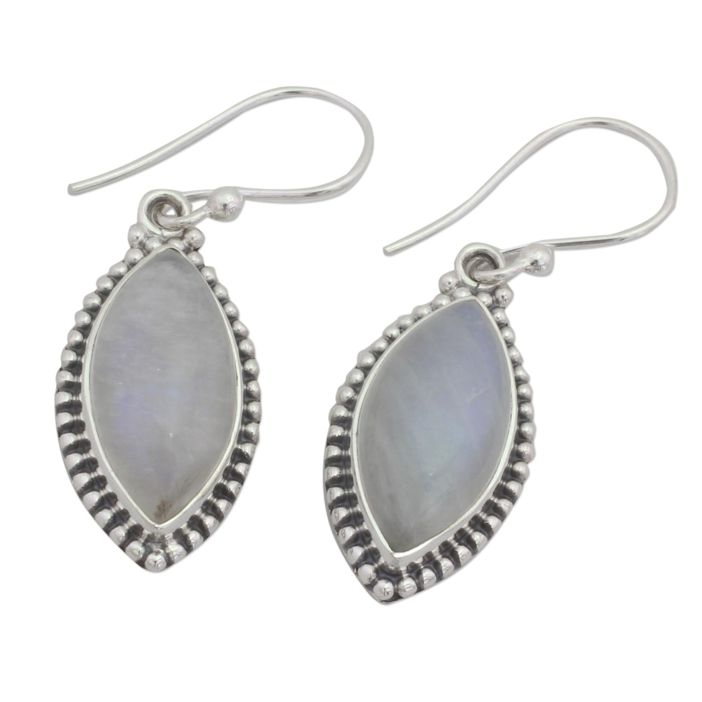 Rainbow Windows Indian Rainbow Moonstone and Sterling Silver Dangle Earrings