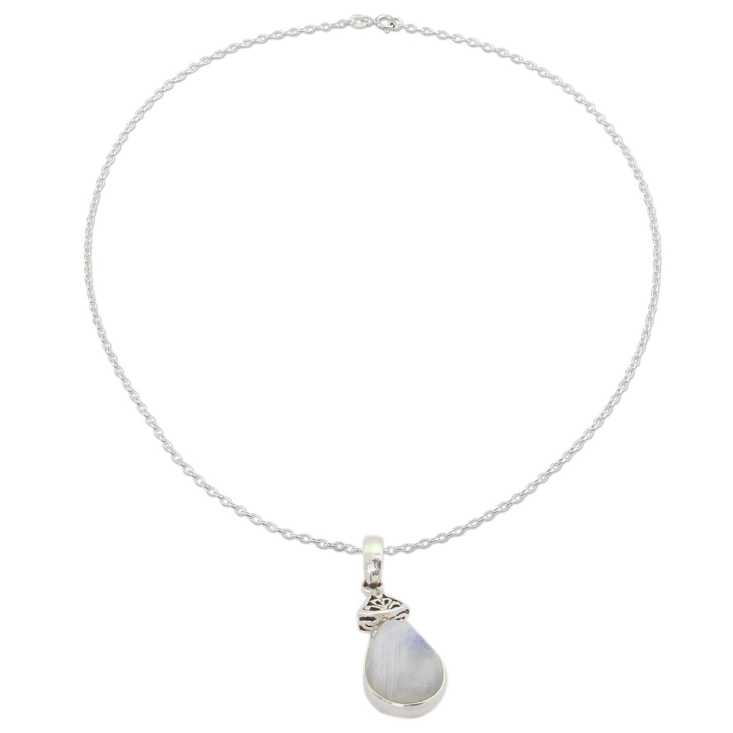 Icy Droplet Moonstone Pendant Necklace