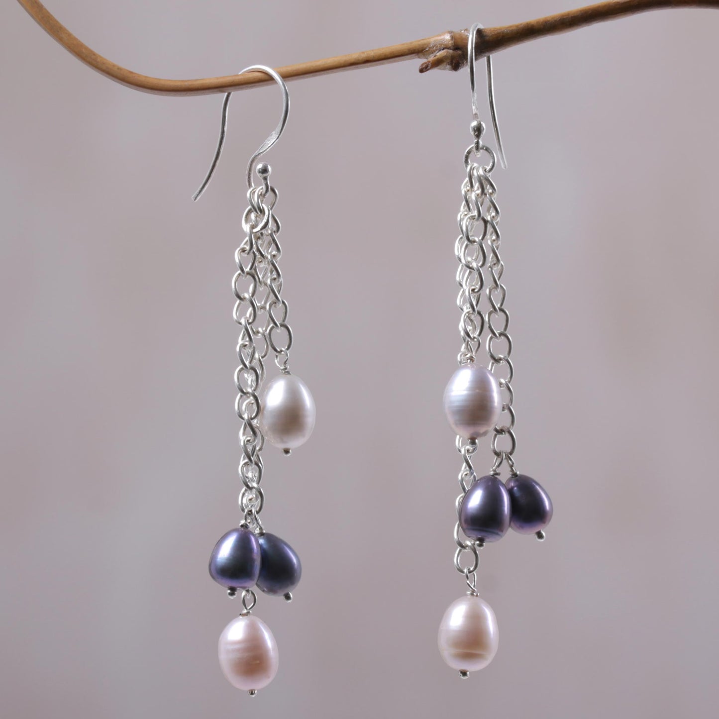 Holy Droplets Cultured Pearl and Sterling Silver Waterfall Earrings