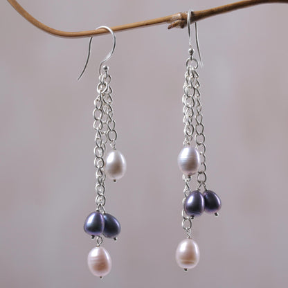 Holy Droplets Cultured Pearl and Sterling Silver Waterfall Earrings