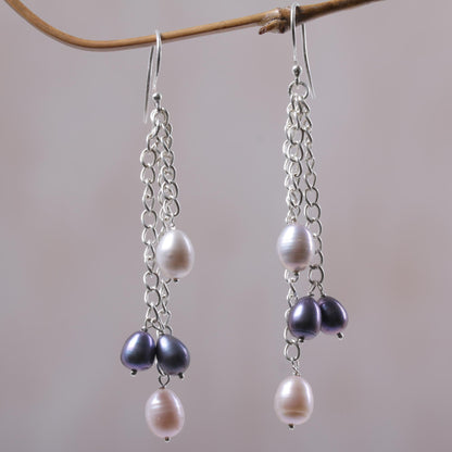 Holy Droplets Cultured Pearl and Sterling Silver Waterfall Earrings