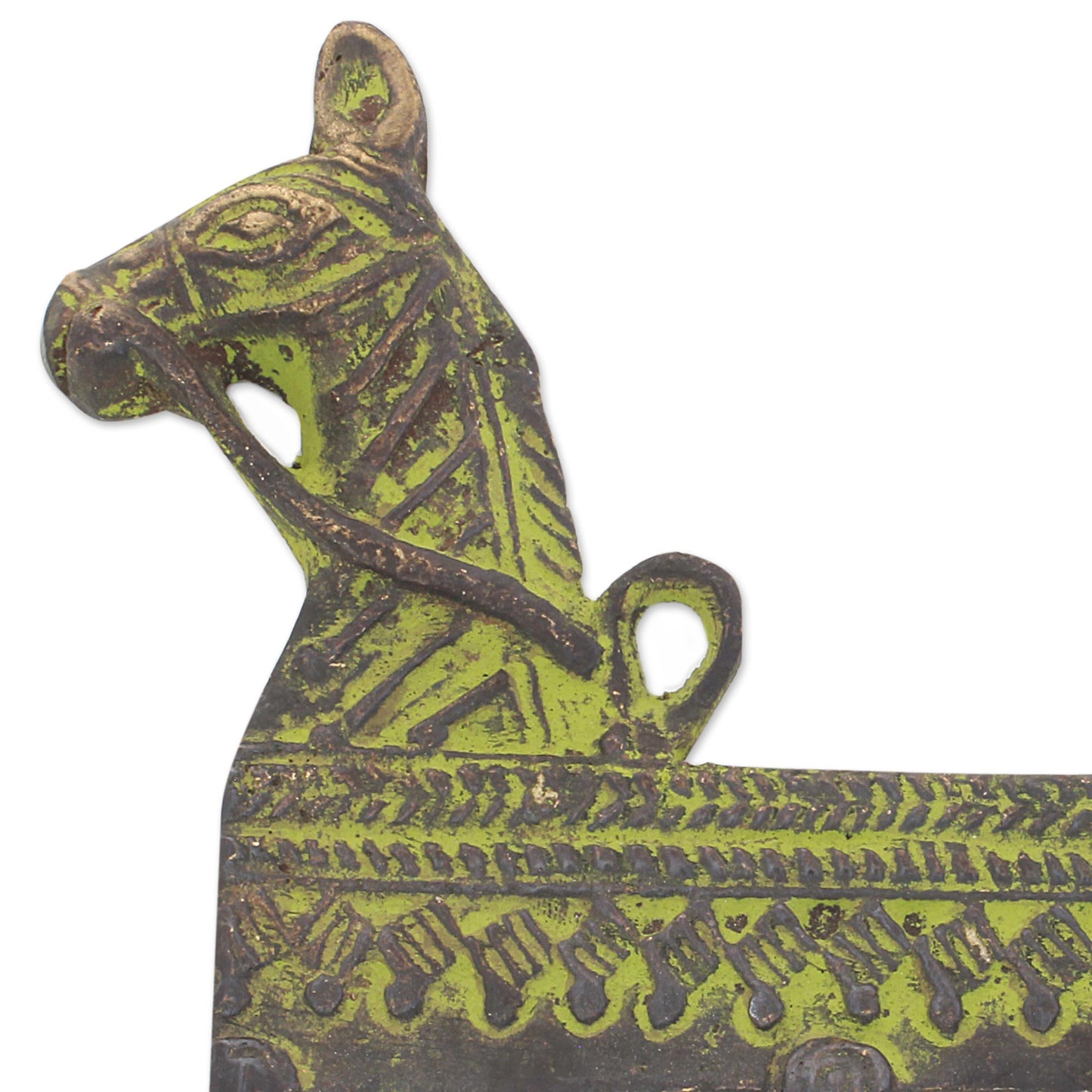 Helpful Horse Antiqued Brass Horse Theme 3.Hook Coat Rack from India