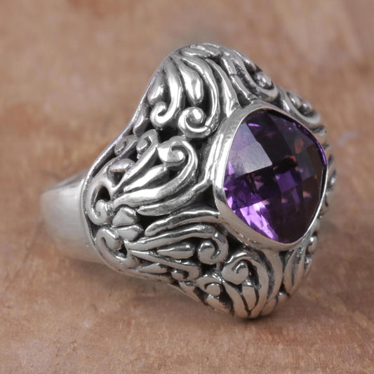 Purple Glitz Amethyst and Sterling Silver Cocktail ring from Indonesia