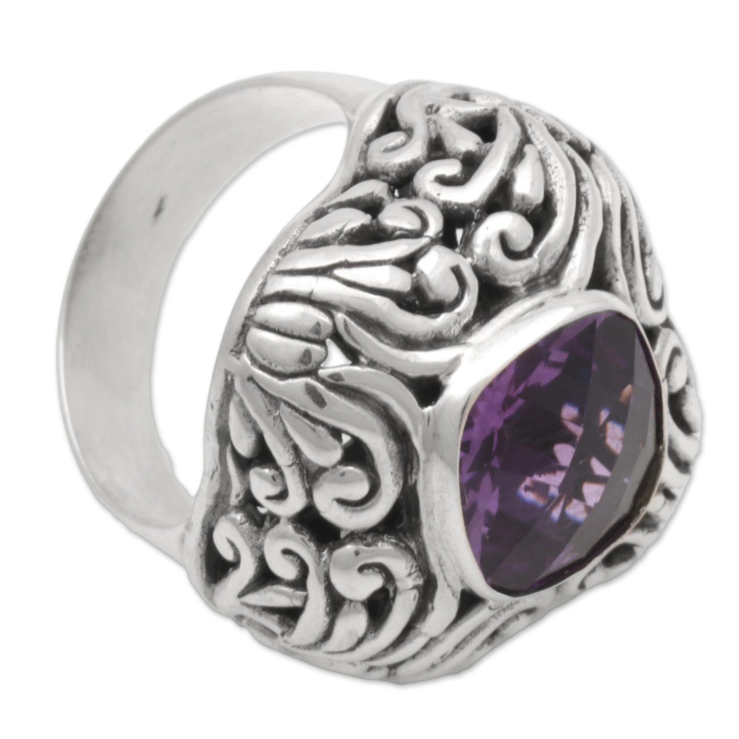 Purple Glitz Amethyst and Sterling Silver Cocktail ring from Indonesia