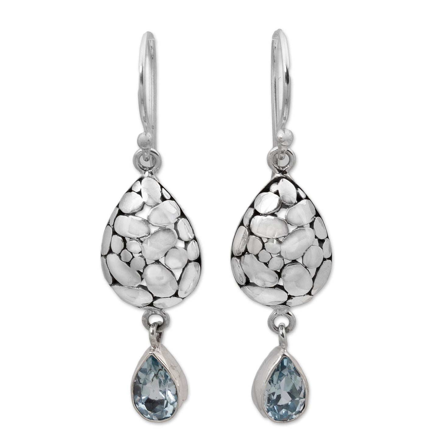 Purest Drop Blue Topaz Sterling Silver Earrings Handcrafted in Bali