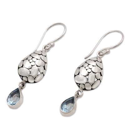 Purest Drop Blue Topaz Sterling Silver Earrings Handcrafted in Bali