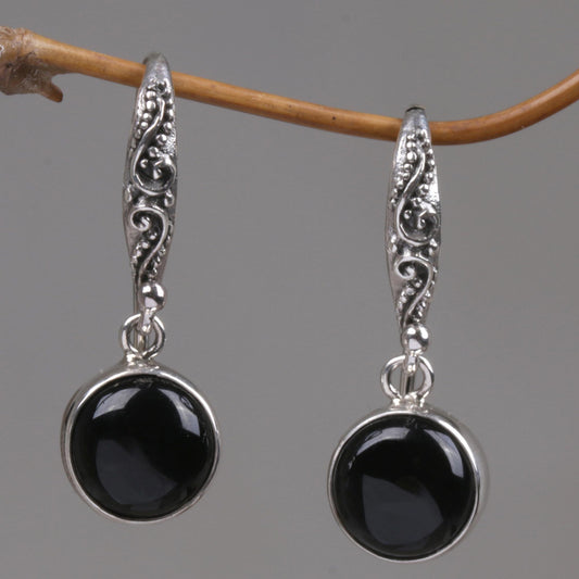 Purity of Moonlight Onyx Dangle Earrings