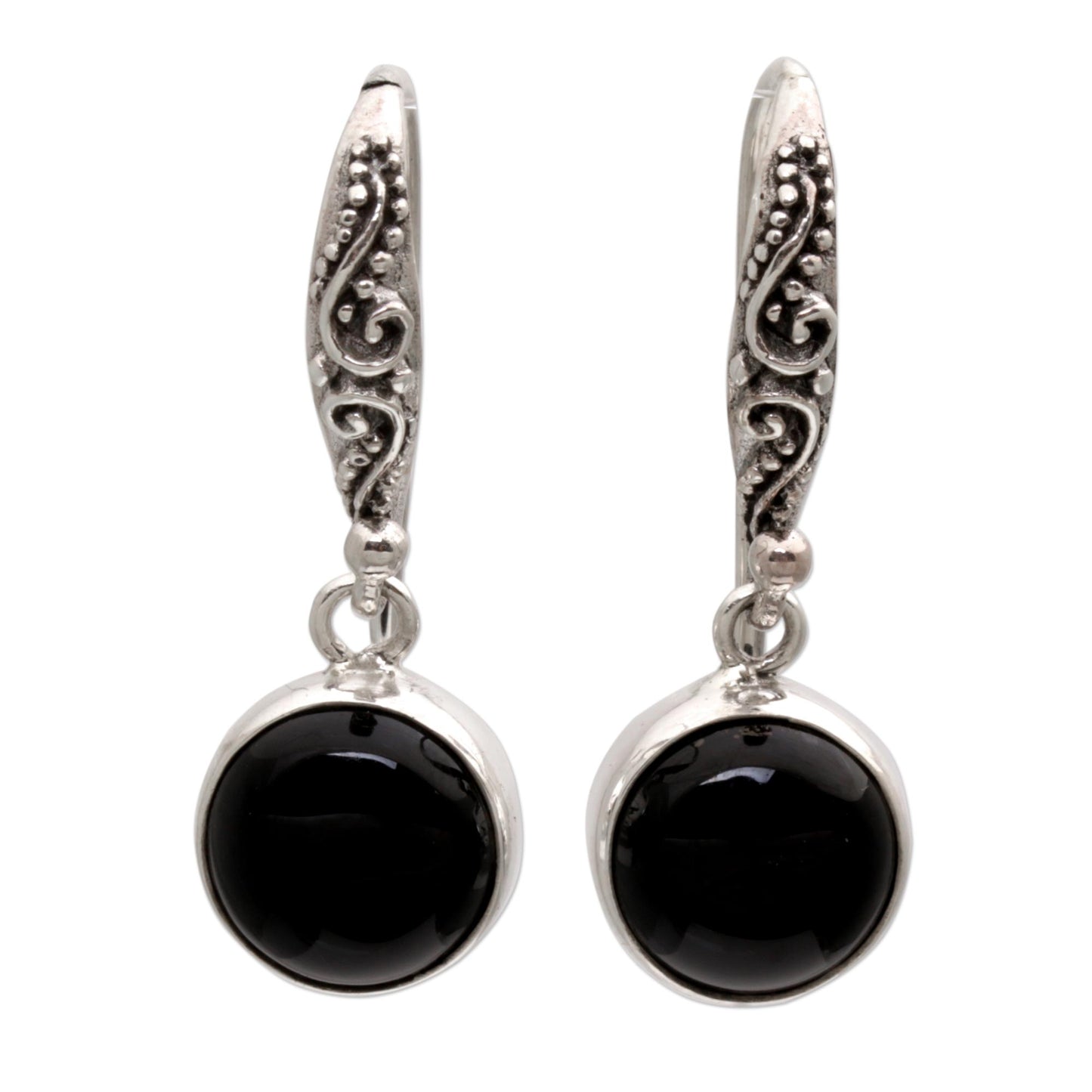 Purity of Moonlight Onyx Dangle Earrings