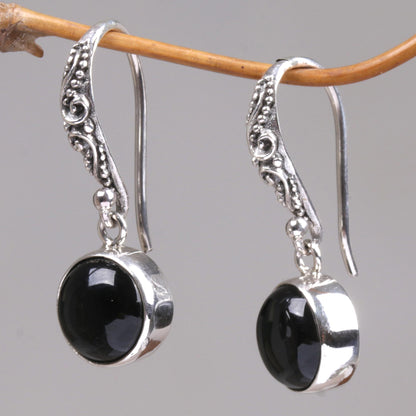 Purity of Moonlight Onyx Dangle Earrings