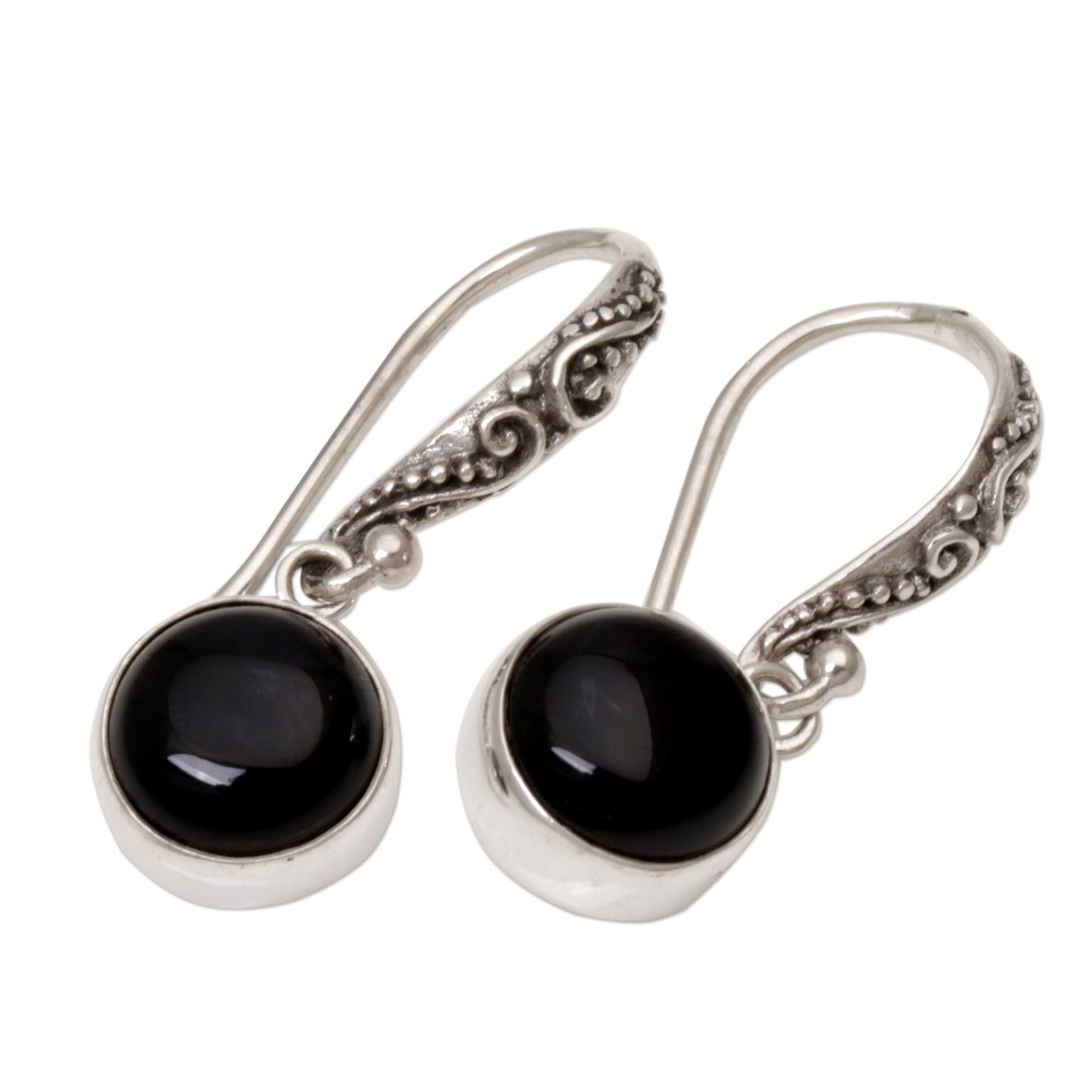 Purity of Moonlight Onyx Dangle Earrings