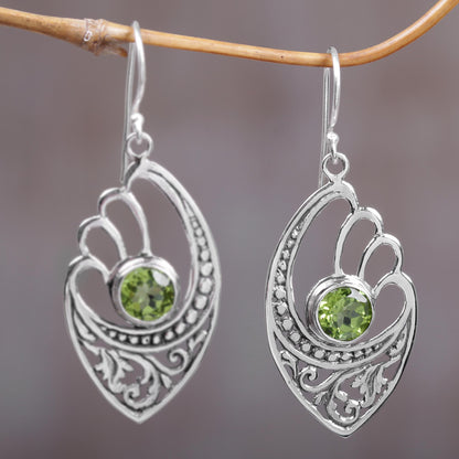 Green Wings Balinese 925 Sterling Silver Earrings with Peridot