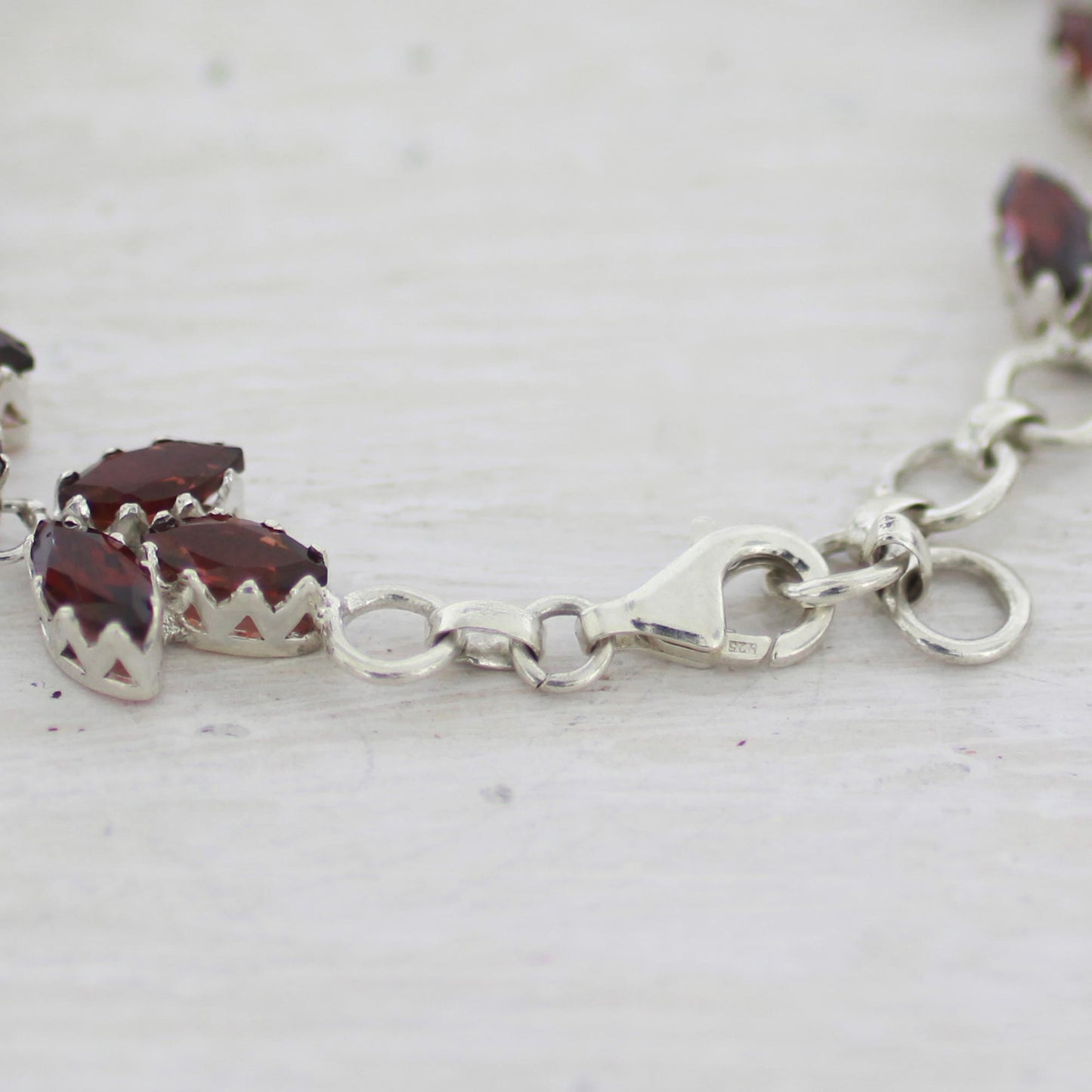 Autumn Air Garnet and Sterling Silver Tennis Bracelet from India