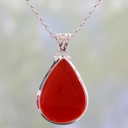 Drop of Sunshine Carnelian Pendant Necklace