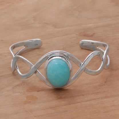 DNA Amazonite and Sterling Silver Cuff Bracelet from Bali