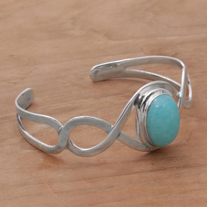 DNA Amazonite and Sterling Silver Cuff Bracelet from Bali