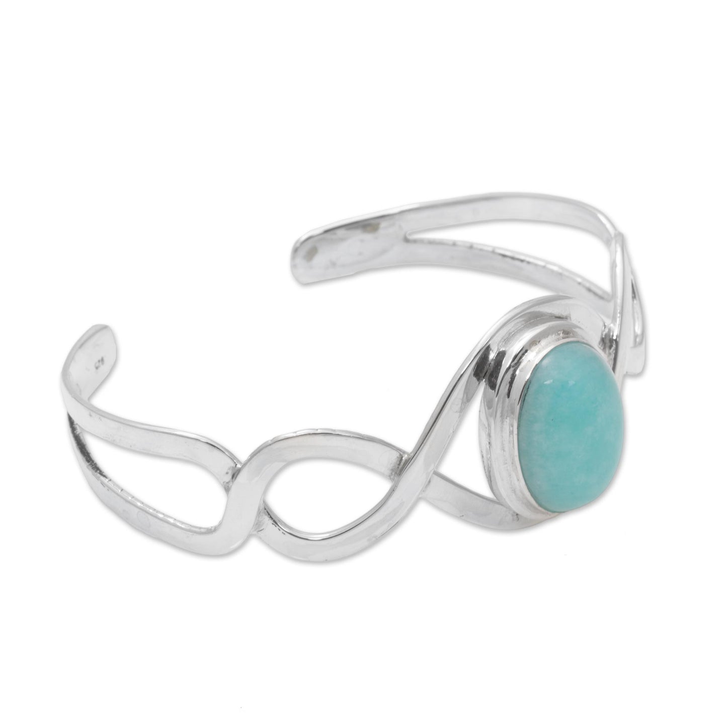 DNA Amazonite and Sterling Silver Cuff Bracelet from Bali