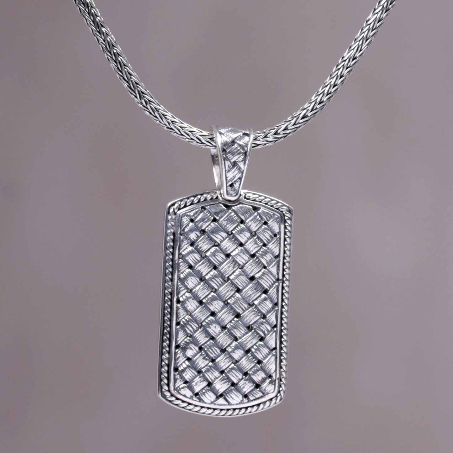 Shield of Ken Arok Sterling Silver Men's Pendant Necklace from Indonesia