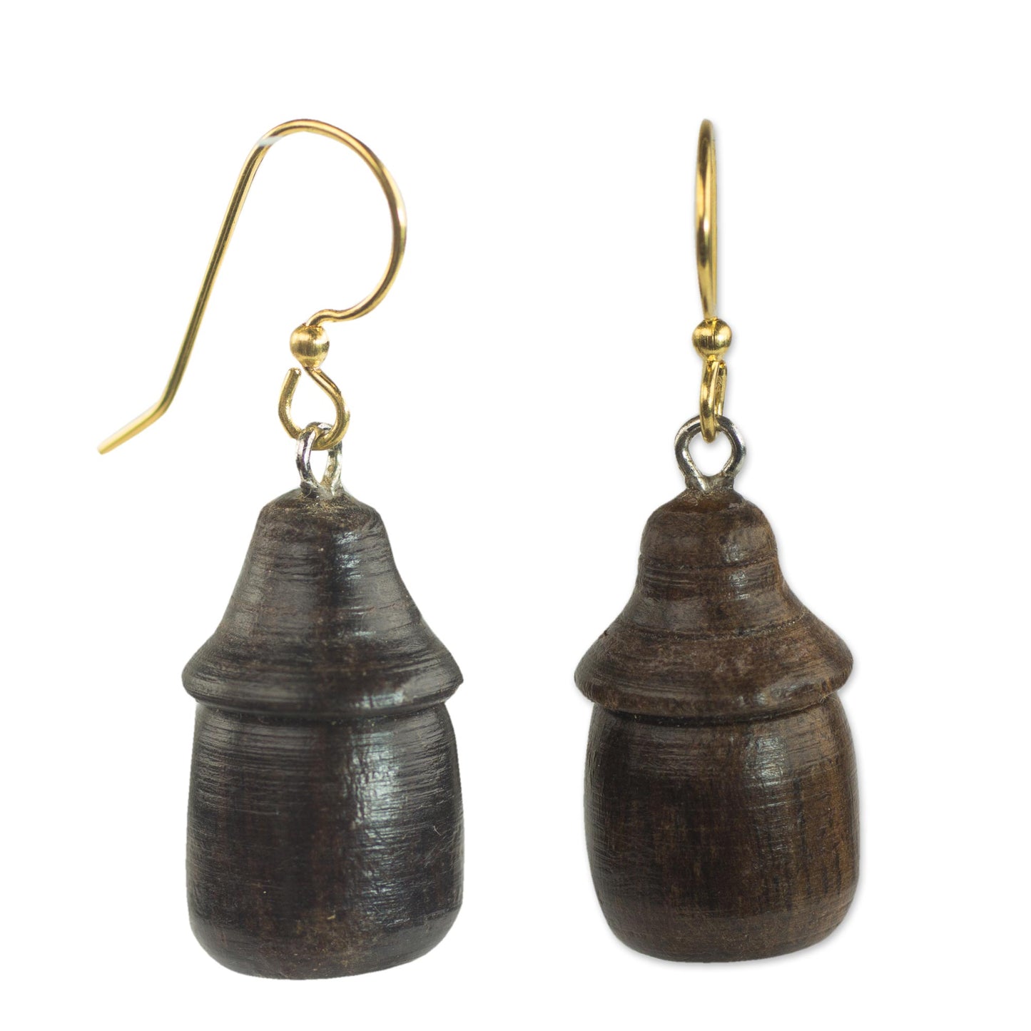 Village Huts Handcrafted Sese Wood Hut-Shaped Earrings from Ghana