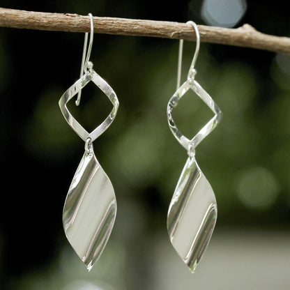 Shimmering Helicopters Sleek Handcrafted Sterling Silver Contemporary Thai Earrings