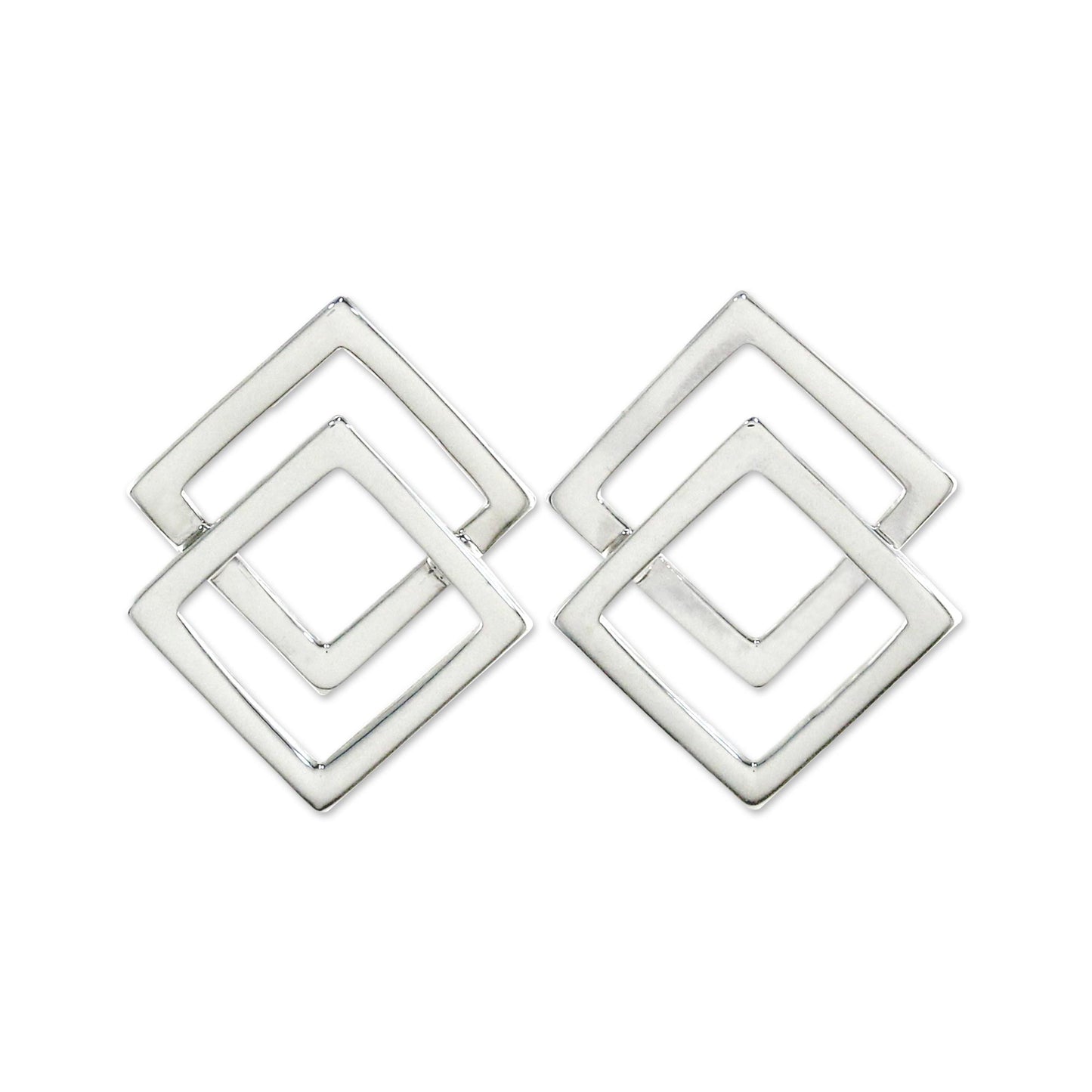 Forever Square Sterling Silver Earrings