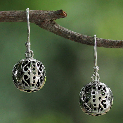 Palace Lanterns Petite Sterling Silver Bauble Earrings from Thailand