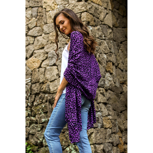 Purple Beach Pebbles 100% Rayon Stamped Batik Shawl