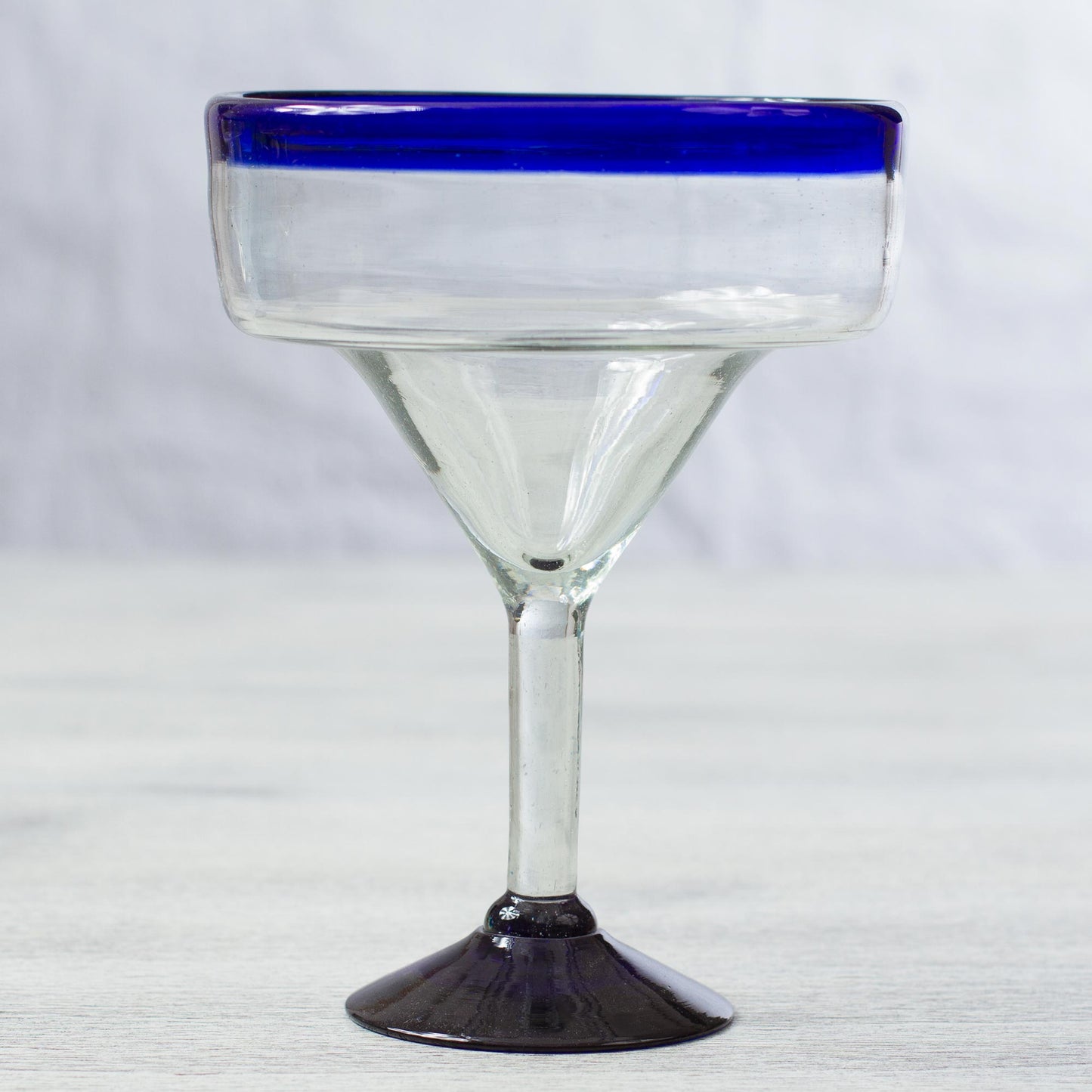 Cobalt Contrasts Eco Friendly Set of Six Hand Blown Margarita Glasses