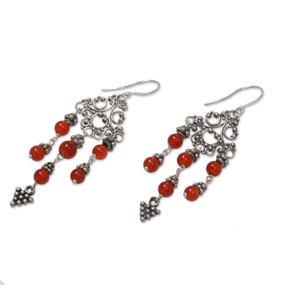 Amlapura Altar Indonesian Handmade Sterling Silver and Carnelian Earrings