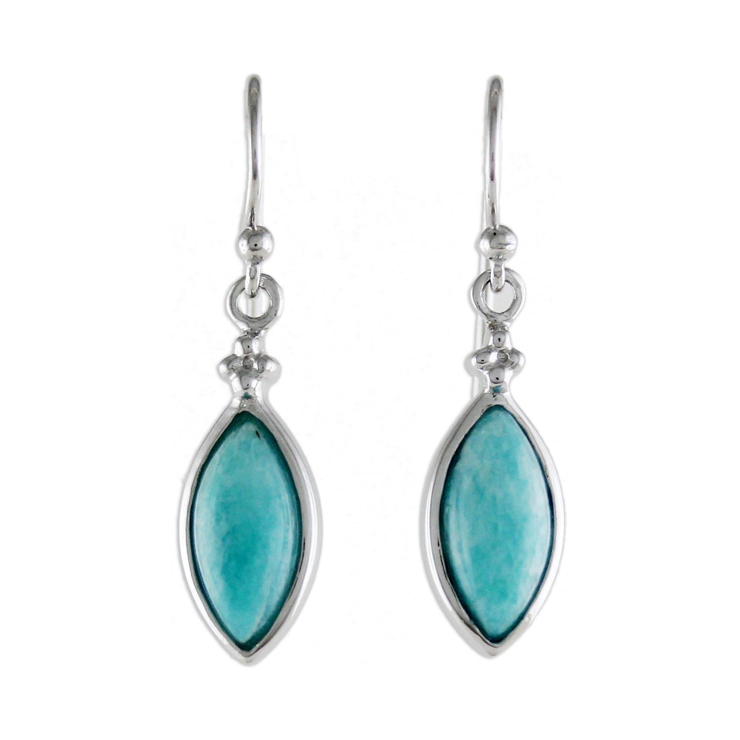 Knowing Eyes Rhodium Plated Amazonite Dangle Earrings from Thailand