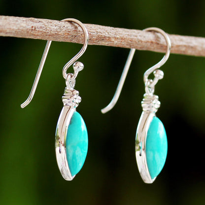 Knowing Eyes Rhodium Plated Amazonite Dangle Earrings from Thailand