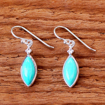 Knowing Eyes Rhodium Plated Amazonite Dangle Earrings from Thailand