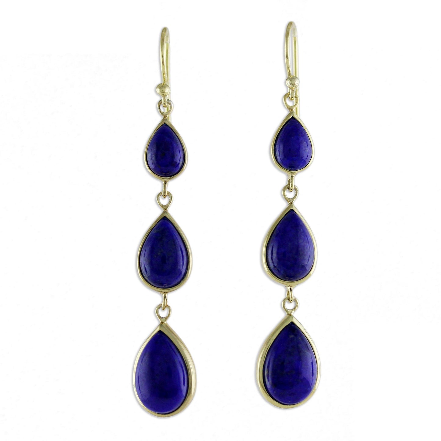 Nectar Drops Gold Plated Thai Lapis Lazuli Teardrop Dangle Earrings