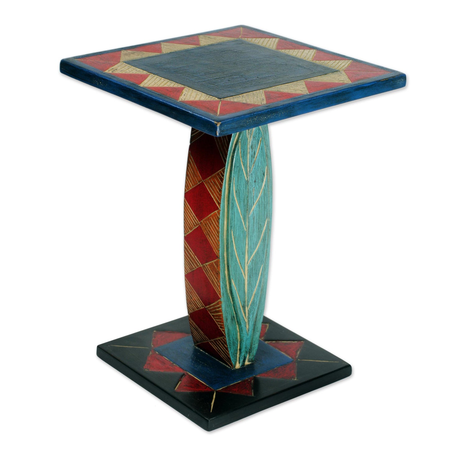 Rustic Leaf Hand Crafted Cedar Wood Geometric Leaf Accent Table