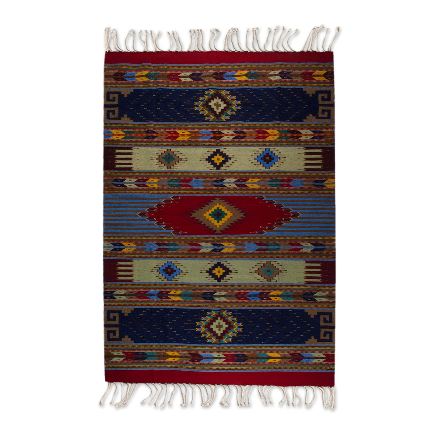 Oaxacan Happiness 7x10 Wool Area Rug with Multicolored Geometric Motifs