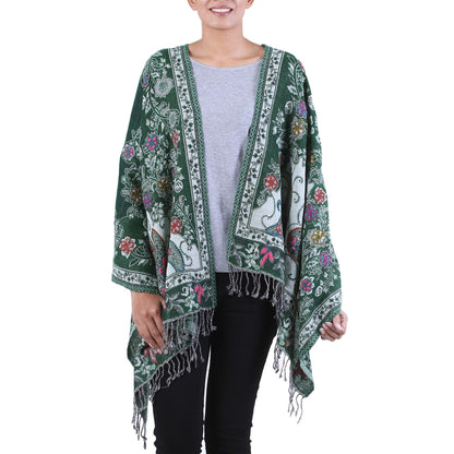 Snowy Forest Jamawar Wool Shawl