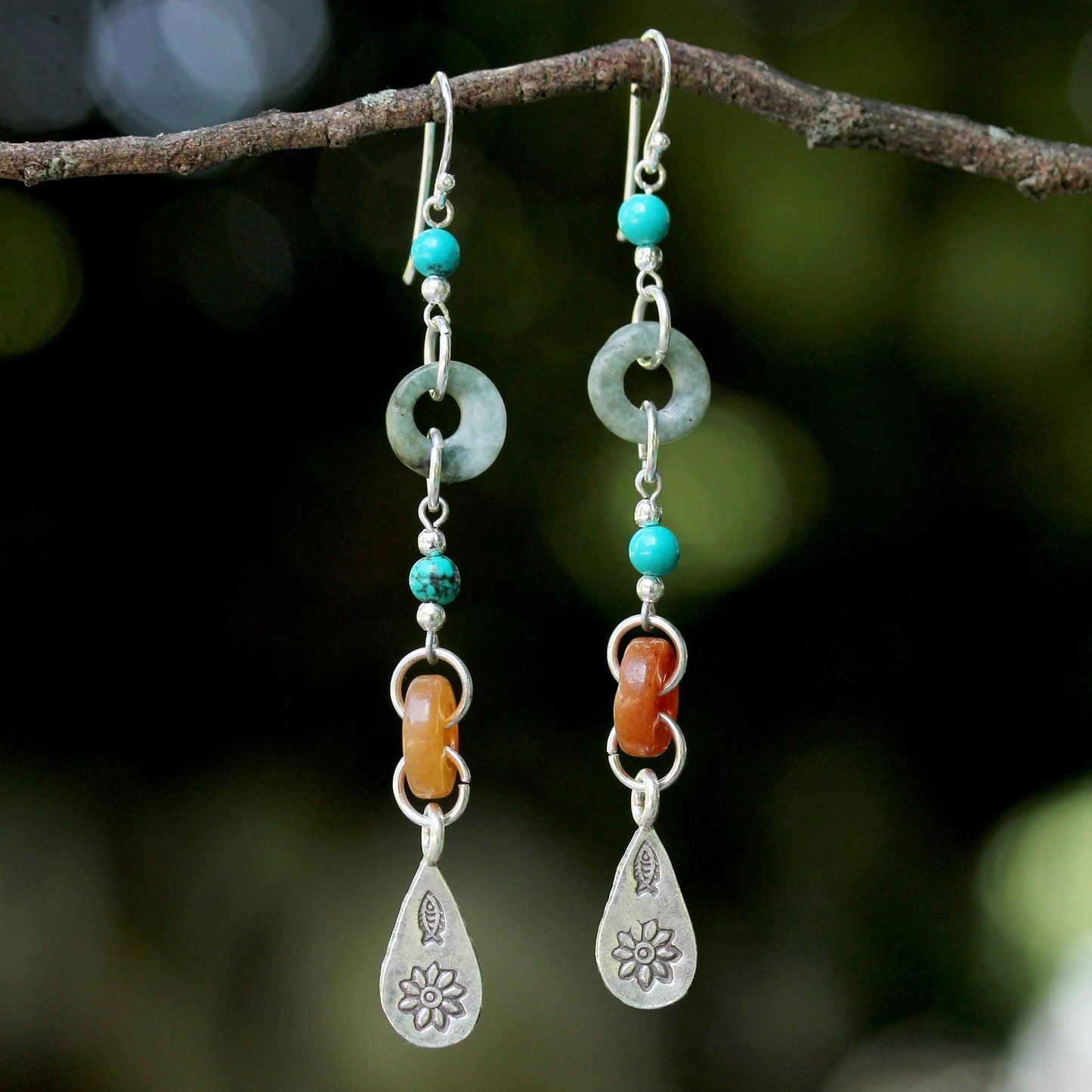 Hill Tribe Adventure Multi-Gem & Silver Earrings