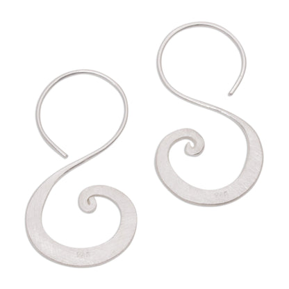 Cloud's Curve Sterling Silver Modern Spiral Drop Earrings from Indonesia