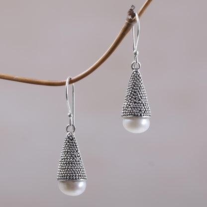 Moonlight Cones Indonesian Cultured Pearl and Sterling Silver Earrings