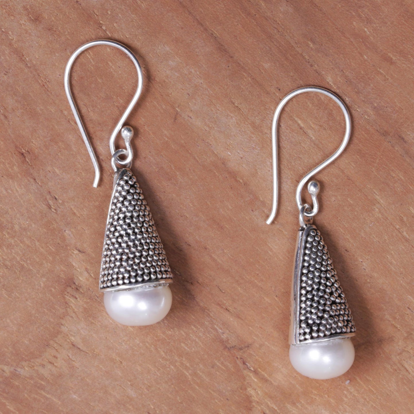 Moonlight Cones Indonesian Cultured Pearl and Sterling Silver Earrings