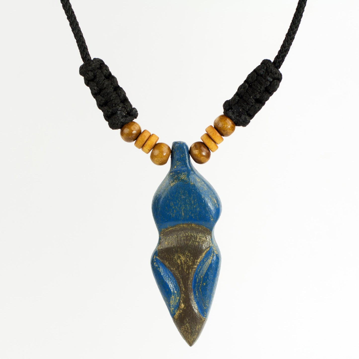 Akwatia Diamond Adjustable Sese Wood Necklace in Blue and Black from Ghana