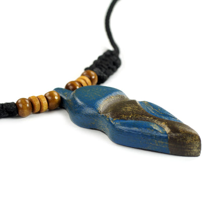 Akwatia Diamond Adjustable Sese Wood Necklace in Blue and Black from Ghana