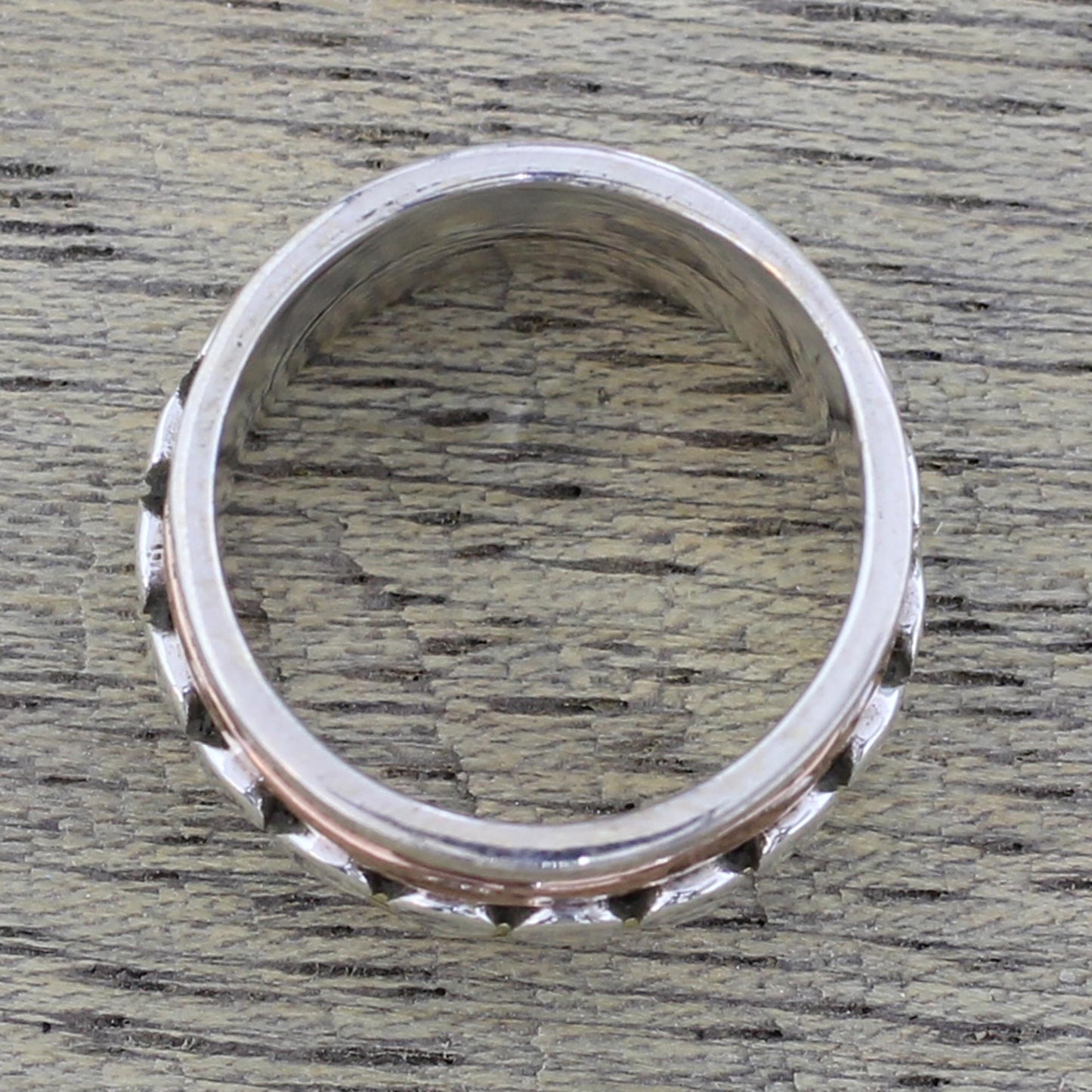 Paved Road Sterling Silver Copper and Brass Spinner Ring from India