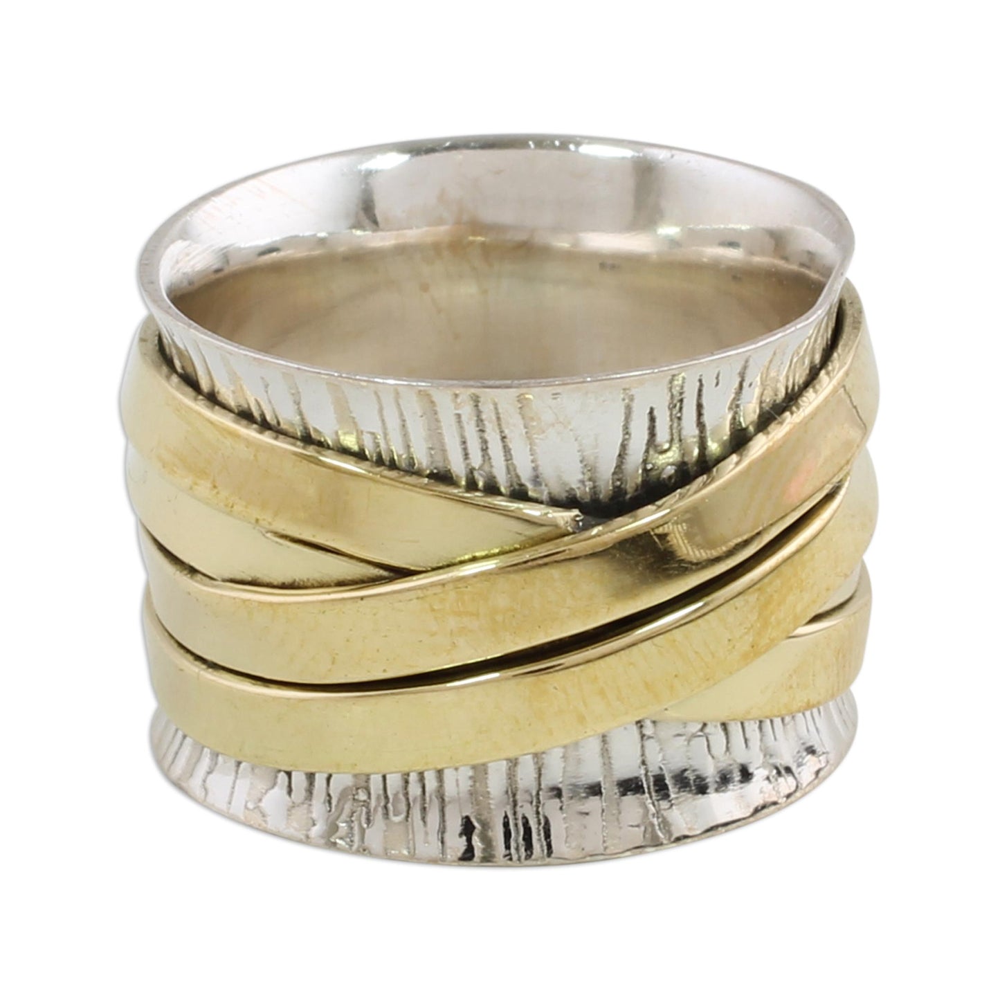 Crisscrossing Grace Silver Brass Band Ring
