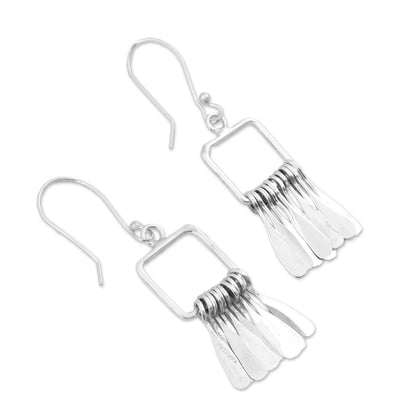 Square Chimes Silver Dangle Earrings